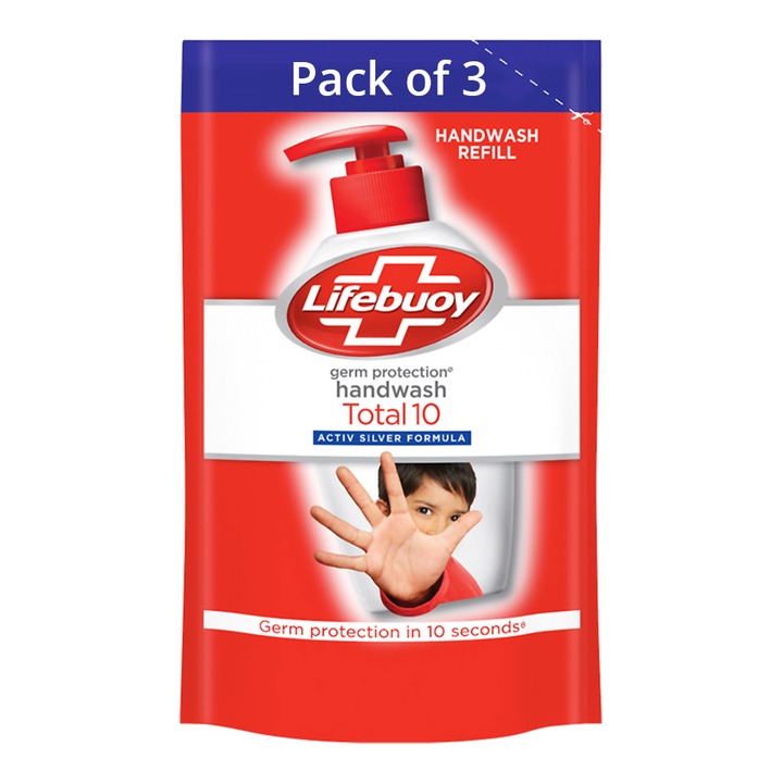 Lifebuoy Handwash Total 10 Refill : 3x185 ml