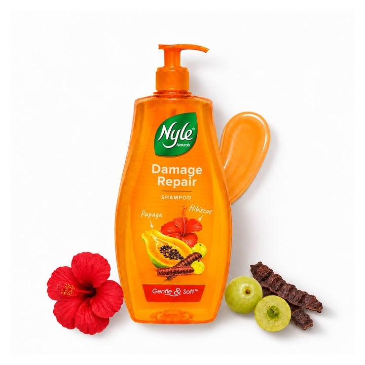 Nyle Naturals Damage Repair Anti Hairfall Shampoo, With Shikakai And Hibiscus, Gentle And Soft Shampoo, Ph Balanced And Paraben Free, For Men And Women,800Ml