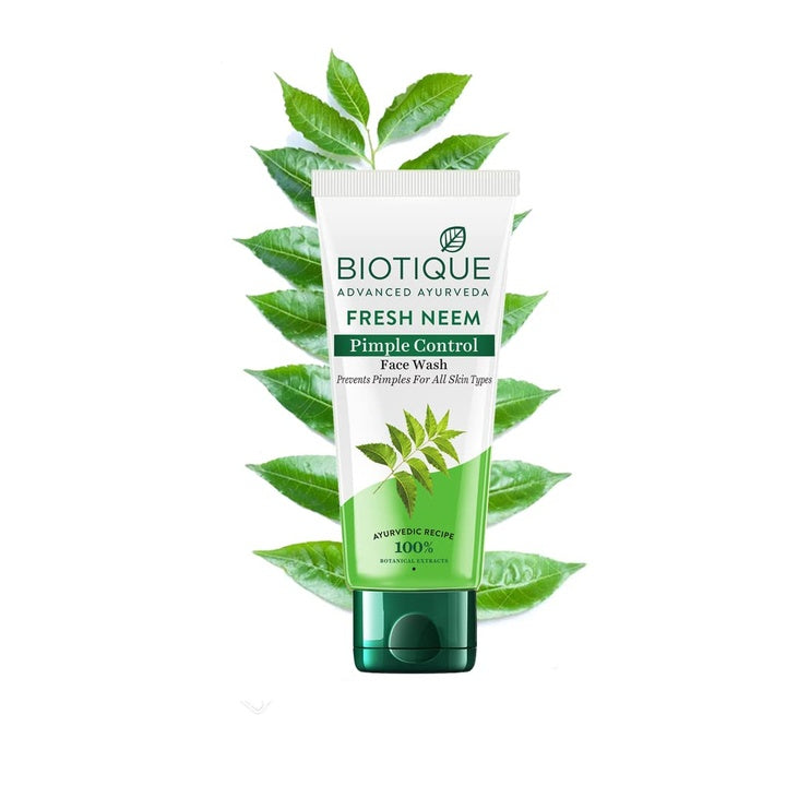 Biotique Fresh Neem Pimple Control Face Wash| Ayurvedic and Organically Pure| Prevents Pimples |100% Botanical Extracts| Suitable for All Skin Types | 150mL
