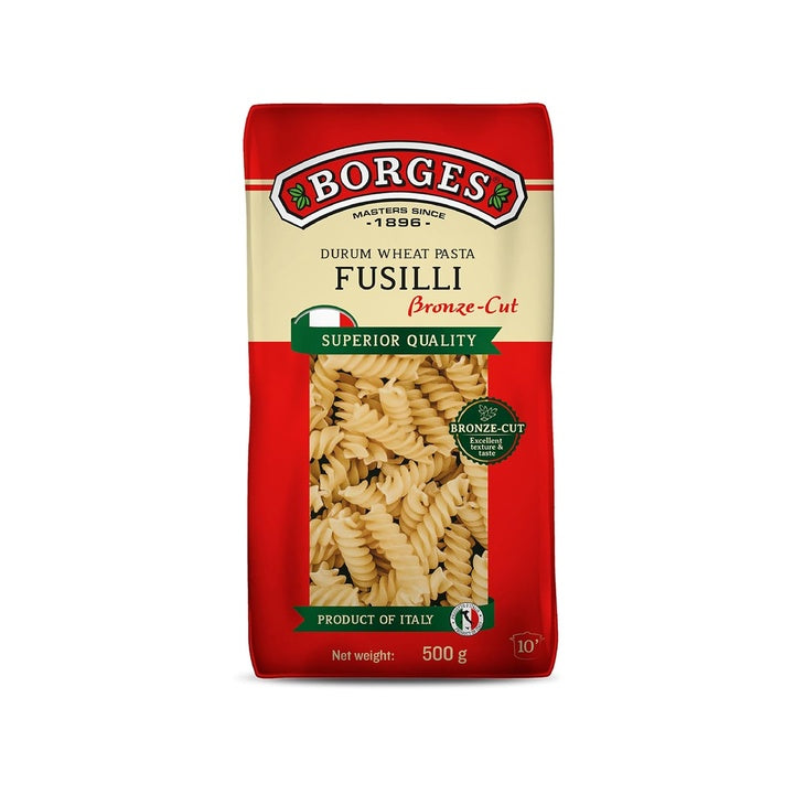 Borges Fusilli Pasta - 500 gm| Durum Wheat Semolina | Imported from Italy | High in Protein |No Preservative