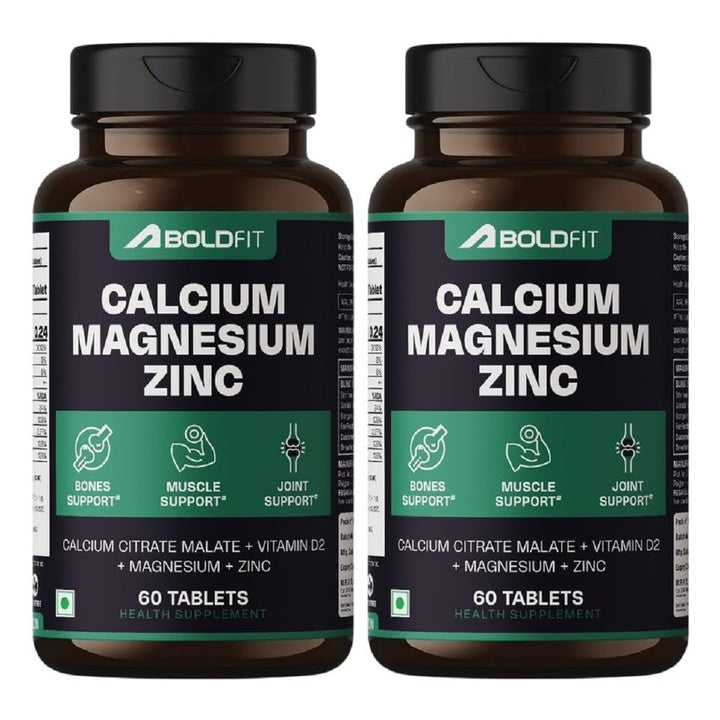 Boldfit Calcium Tablets 1000 mg with Magnesium & Zinc for Women and Men, Calcium Supplement for Bone & Joint Support, 120 Tablets