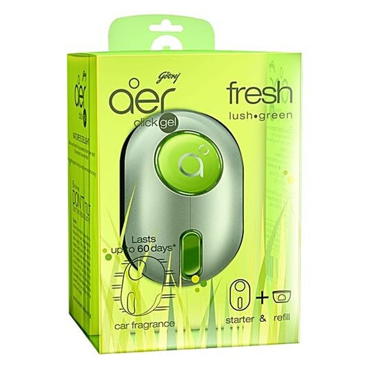 Godrej Aer Click Gel - Car Vent Air Freshener Kit, Fresh Lush Green (10 g)