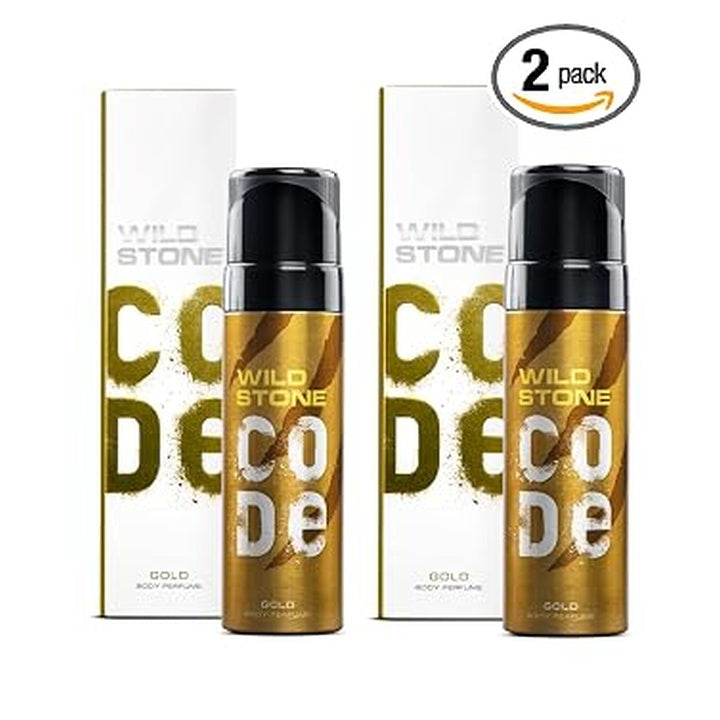 Wild Stone CODE Gold Body Perfume for Men, Pack of 2 (150ml each)|No Gas Deodorant|Long Lasting Body Spray