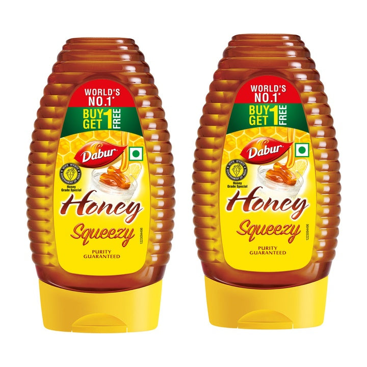 Dabur Honey Squeezy 700g (Buy 1 Get 1) | Easy Squeeze Pack | Everyday Use (2 x 0.7 kg)