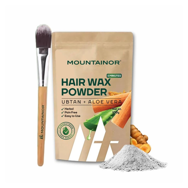 MOUNTAINOR Turmeric Hair Removal Wax Powder for Face & Body - Women, Clinically Tested Herbal Facial 5Min Non-strip, Painless, No Harmful Chemical, Irritation, Skin Rashes 100g