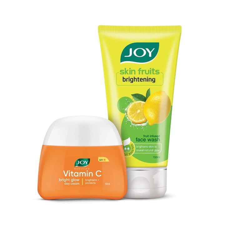 Joy Skin Fruits Lemon Brightening Face Wash 150ml | Revivify Vitamin C Glow Day Brightening Face Cream 50ml (200ML Combo Pack of 2)