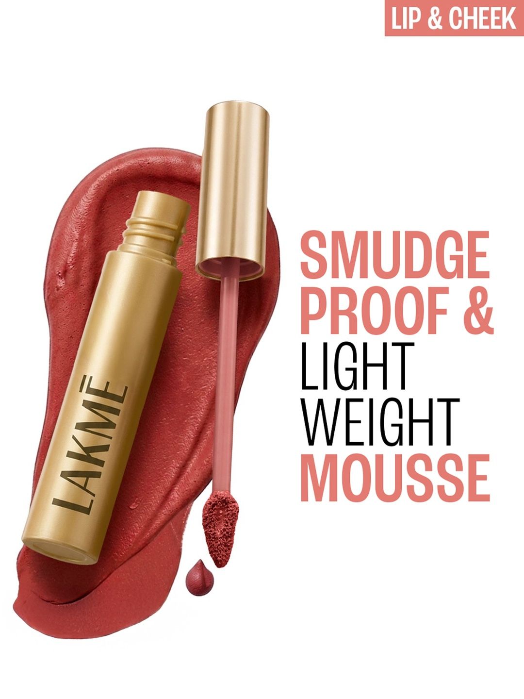 Lakme Double Duty 2 in1 Lip & Cheek Mousse Matte Lipstick & Soft Blush  9g - Coca Soft