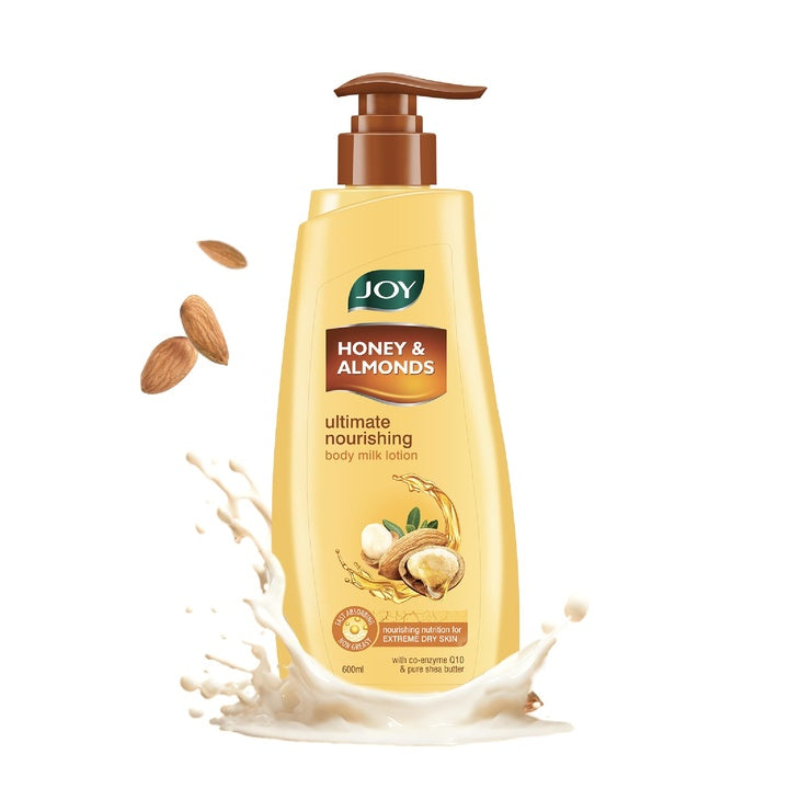 Joy Honey & Almonds Ultimate Nourishing Body Milk Summer Lotion 600ml | With Shea Butter & Vitamin E | Long Lasting Moisture | Prevents Dryness & Provides Intense Moisturization for Dry Skin