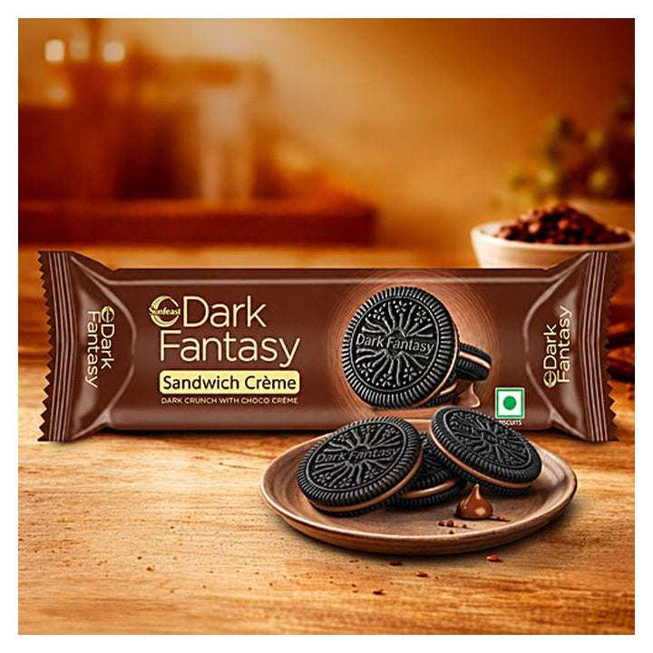 Sunfeast Dark Fantasy Dark Crunch Choco Creme Sandwich Biscuits (79 g)
