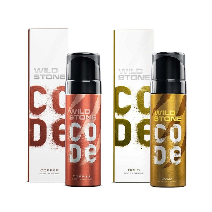 Wild Stone CODE Gold and Copper Body Perfume for Men, Pack of 2 (150ml each)|No Gas Deodorant|Long Lasting Body Spray