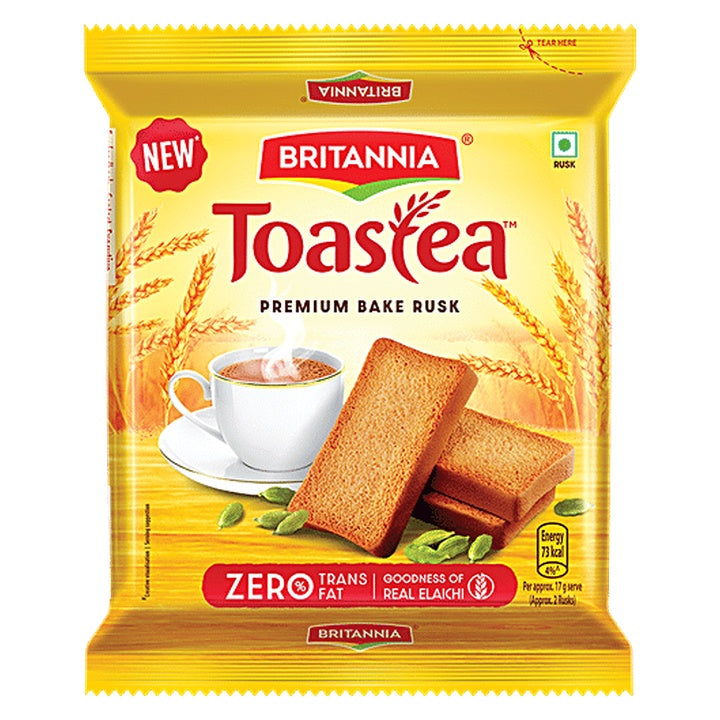 Britannia Toastea Premium Bake Rusk With Goodness Of Elaichi, Sooji & Wheat (183 g)