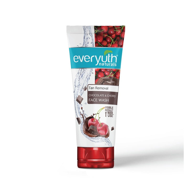 Everyuth Naturals Tan Removal Chocolate & Cherry Face Wash| DeTan Daily|Visible Result from 1st use|Antioxidant Chocolate & Vitamin C Cherry |Oily, Dry, Normal, Combination & Sensitive Skin |150g Tube1