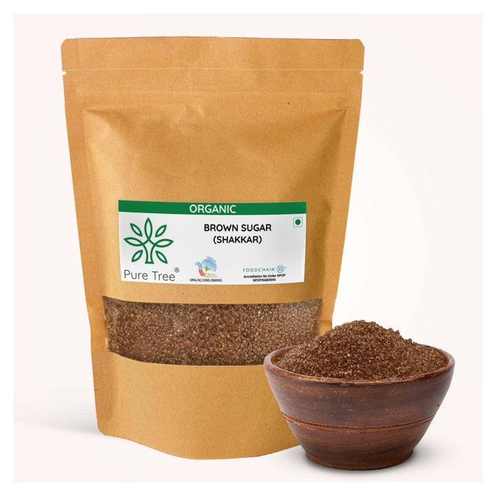 Pure Tree Certified Organic Brown Sugar Shakkar | 850 g | Natural Cane Sugar | Unrefined Sugar Granules | Indian Shakkar | Organic Sweetener
