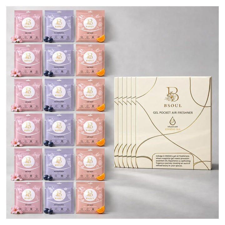 BSOUL Gel Pocket Bathroom Air Freshener Pack of 6 | 3 Pcs Each (18×10g) | Toilet & Room Odor Remover | Lasts Up to 30 Days Fragrance