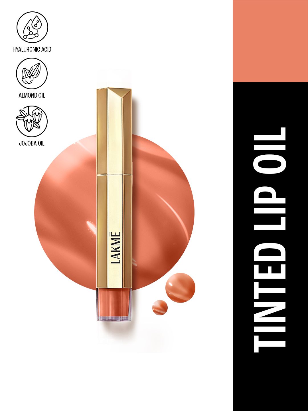 Lakme 9to5 Overtime Shine Tinted Lip Oil Gloss With Almond & Jojoba Oil 5.3ml- Coral Charm