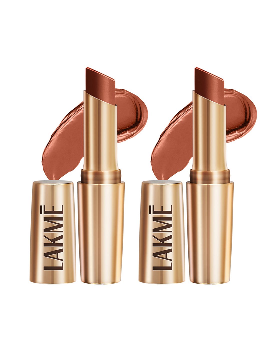 Lakme Set of 2 9to5 Powerplay Priming Matte Lipstick Lasts 16Hr 3.6g Each - Caramel Latte