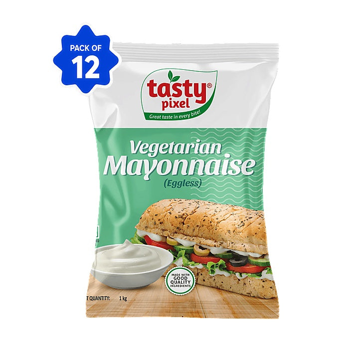 Veeba - Eggless Vegetarian Mayonnaise (Tasty Pixel), 1 Kg (Pack of 12)