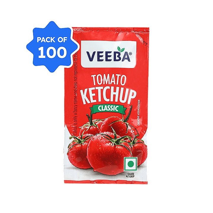 Veeba - Tomato Ketchup Sachets (Classic), 8 gm (Pack of 100)
