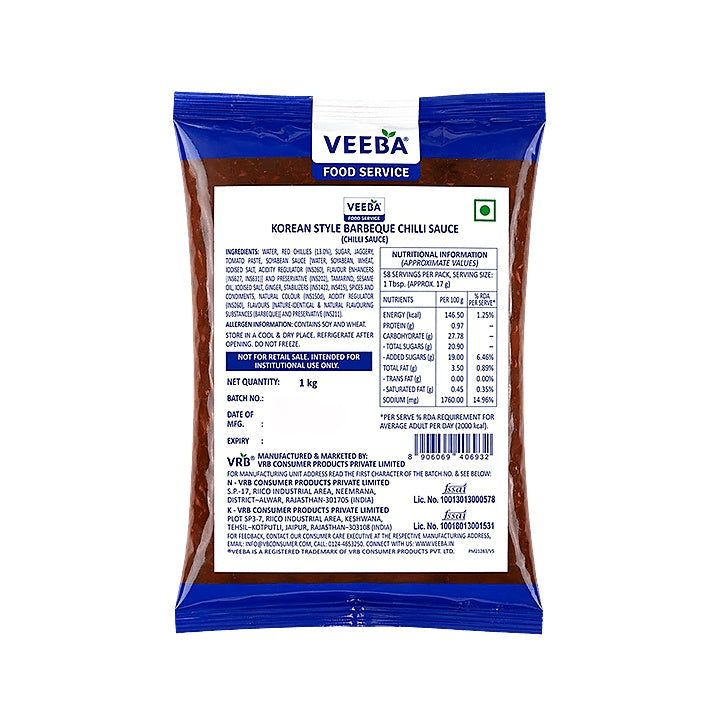 Veeba - Korean Style Barbeque Chilli Sauce, 1 Kg
