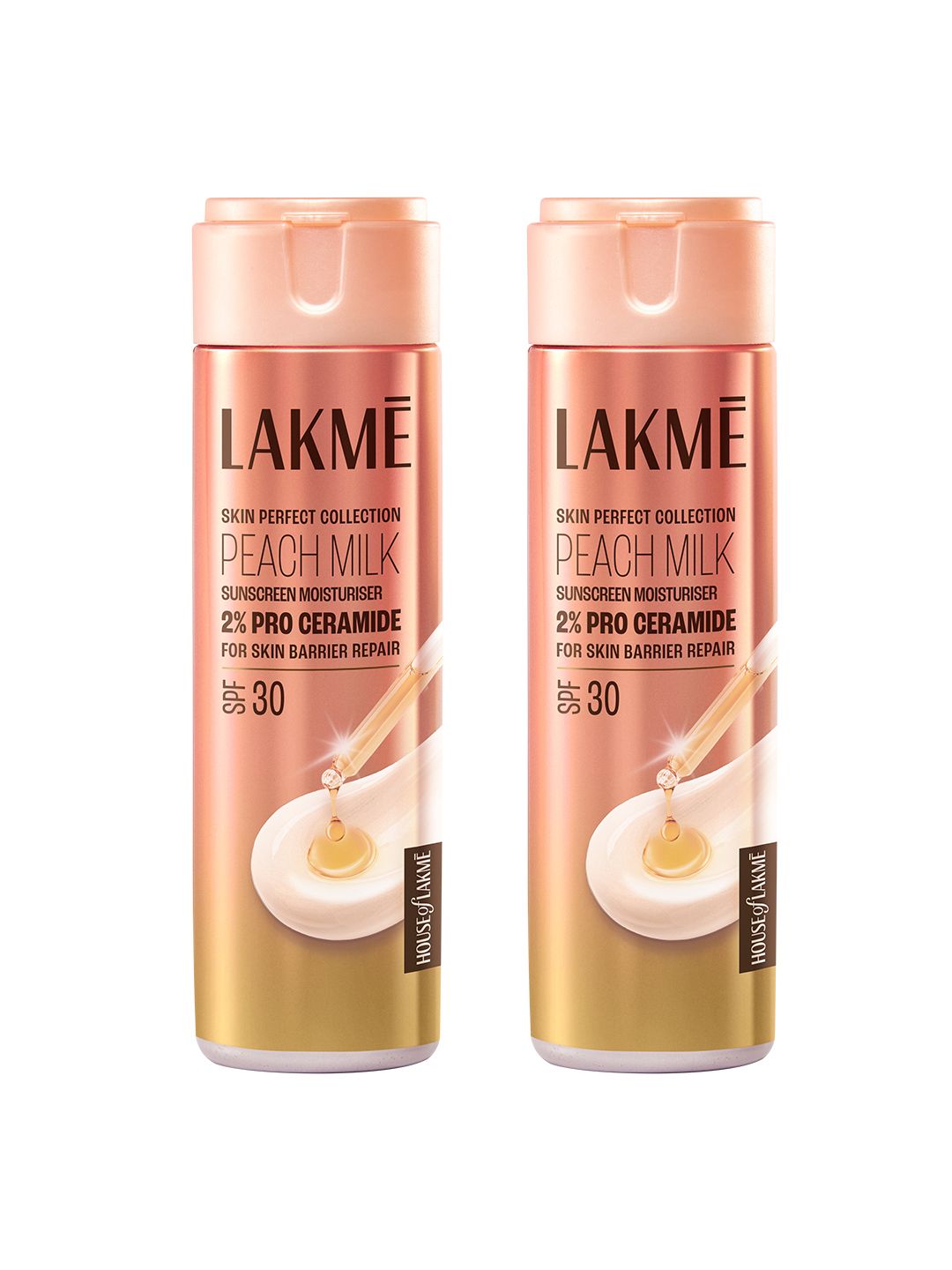 Lakme Set of 2 Peach Moisturiser with SPF 30 UV Defense & Barrier Repair - 200ml Each