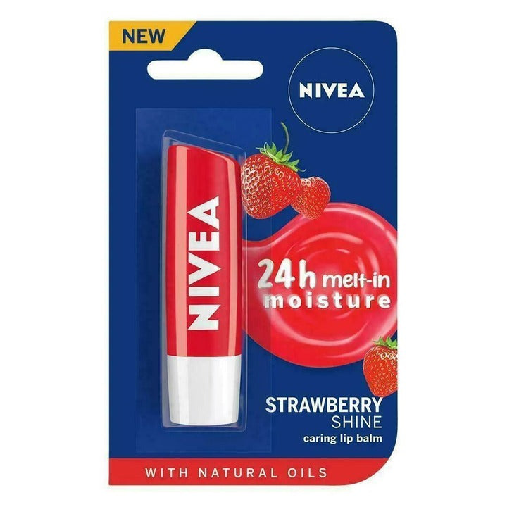 Nivea 24H Caring Lip Balm With Strawberry Shine 4.8 g