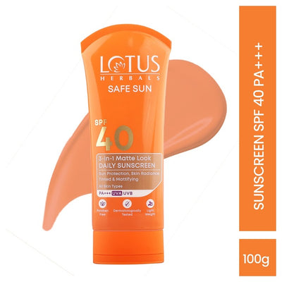 Lotus Herbals Safe Sun 3-In-1 SPF 40 PA+++ Matte Look Daily Sunblock 100 g