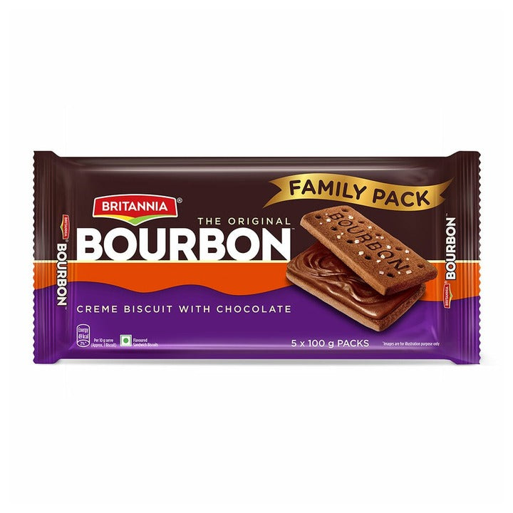 Britannia Bourbon Chocolate Cream Biscuit Chocolate 500 g