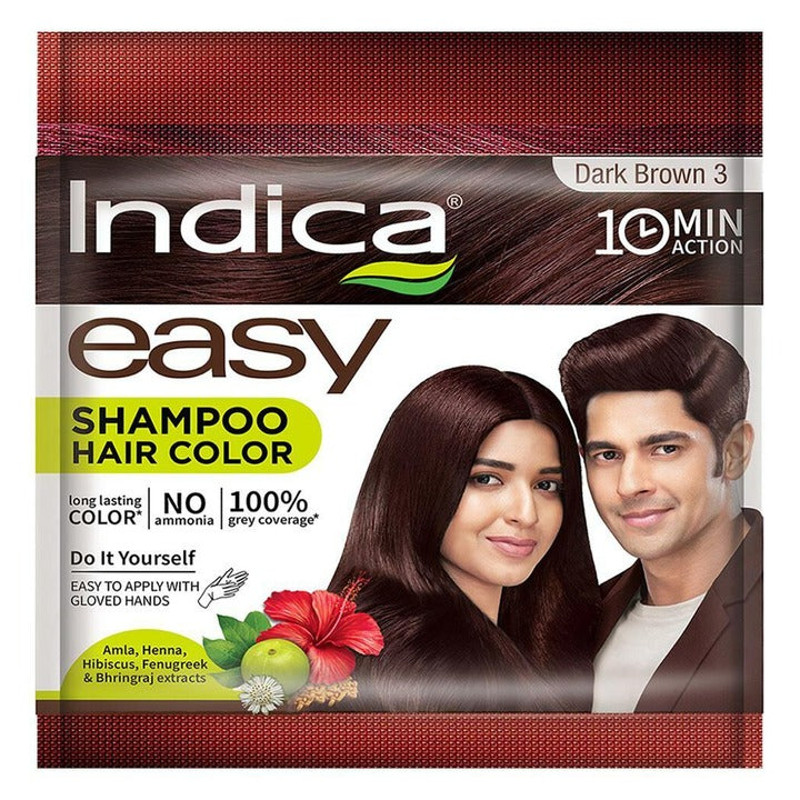 Indica Easy Shampoo Based Ammonia Free Hair Colour, Dark Brown (3) 25 ml