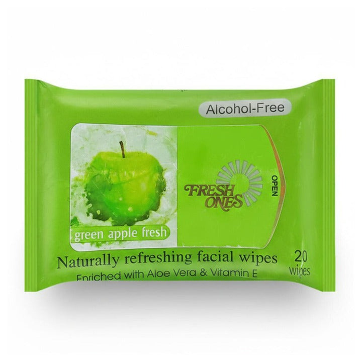 Fresh Ones Green Apple Fresh Facial Wipes 200x150 mm (20 pcs)