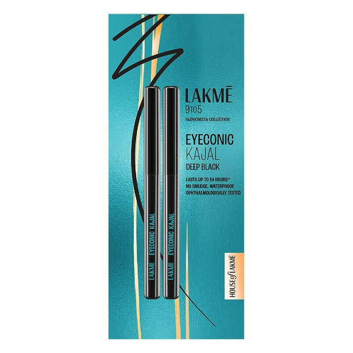 Lakme Eyeconic Kajal Twin, Deep Black 0.35 g (Pack of 2)
