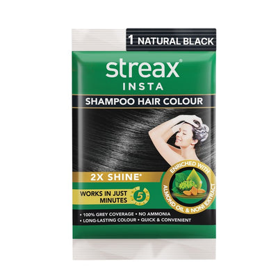 Streax Insta Shampoo Hair Colour Natural Black 25 ml