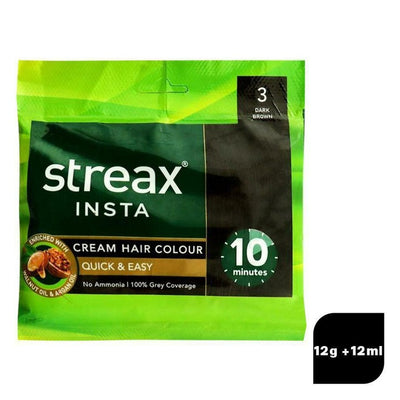 Streax Insta Cream Hair Color Dark Brown 12g+12ml