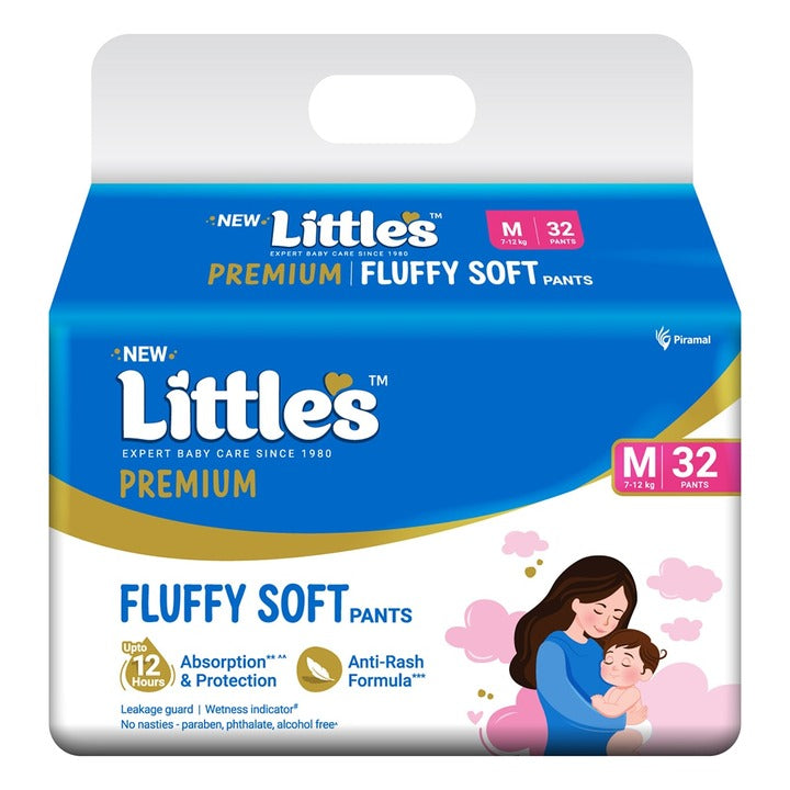 Little's Comfy Baby Pants Medium 7-12 kg (Pack of 32)