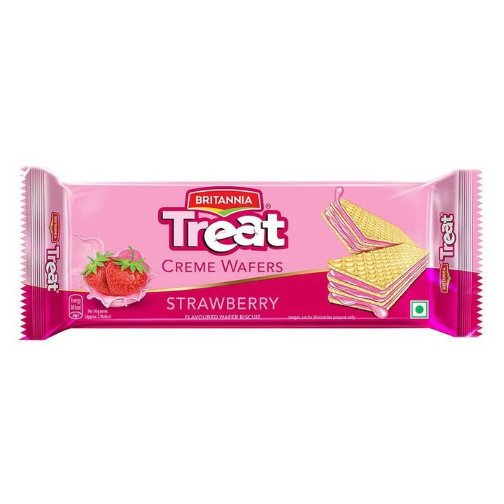 Britannia Treat Strawberry Creme Wafers Biscuits 55 g