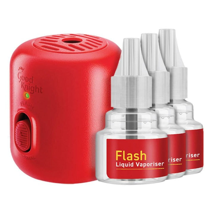 Good Knight Gold Flash Liquid Vapouriser Mosquito Repellent Refill & Machine (Pack of 3) 45 ml each