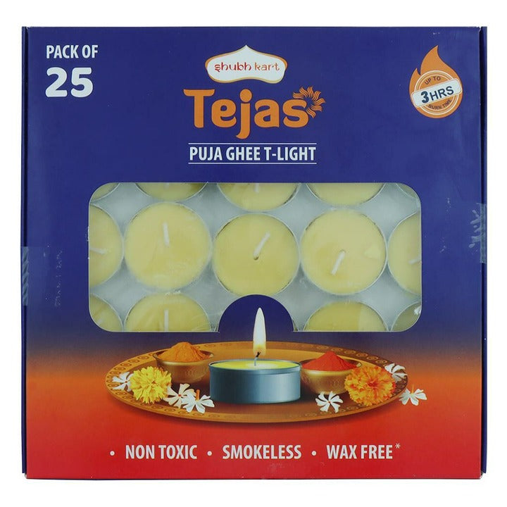 Shubhkart Tejas Puja Ghee T-Light 25 pcs