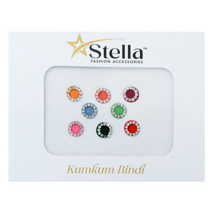 Stella Multicolor Medium Kumkum Bindi with Stones 8 pcs