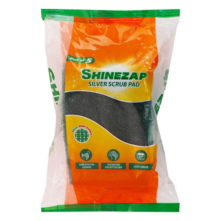 Shinezap Silver Scrub Pad 7.5 x 10 cm (Pack of 5)