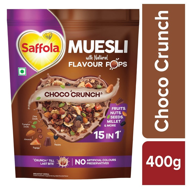 Saffola Muesli Choco Crunch With Flavour Pops 400 g