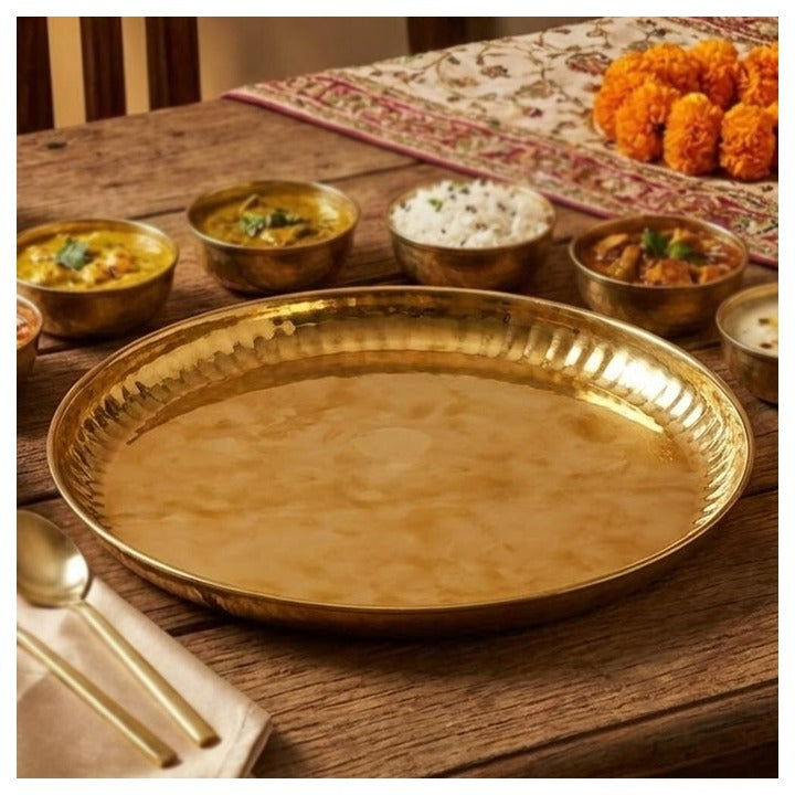 Home One Stainless Steel Crystal Beading Gold PVD Full Thali (13)