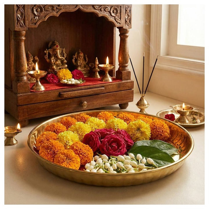 Home One Stainless Steel Crystal Beading Gold PVD Full Thali (9)