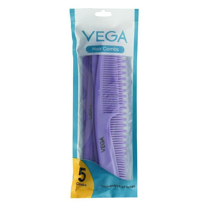 Vega Plastic Violet Hair Comb Set Pack of 5