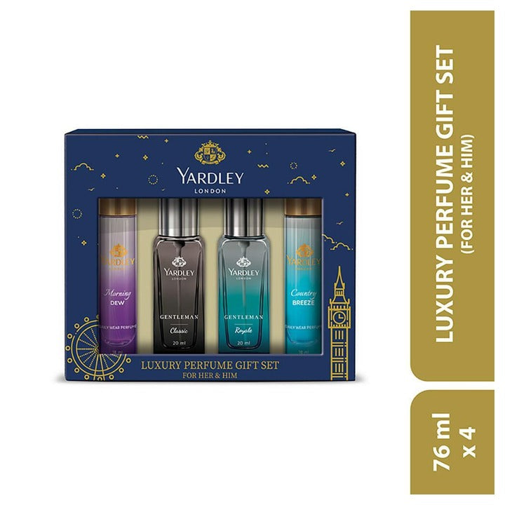 Yardley London Luxury Perfume Him & Her Gift Set (Pack of 4) 76 ml