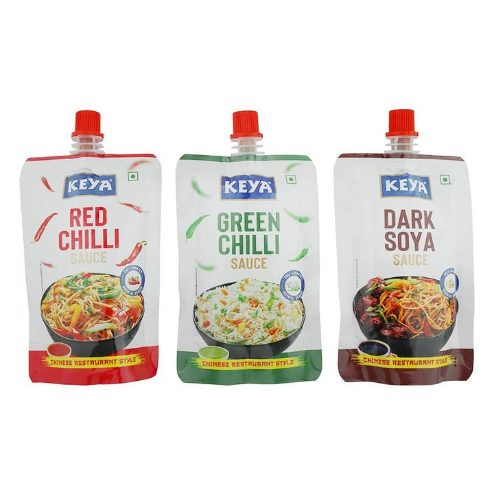 Keya Red Chilli Green Chilli & Dark Soya Sauce 3Nx90g