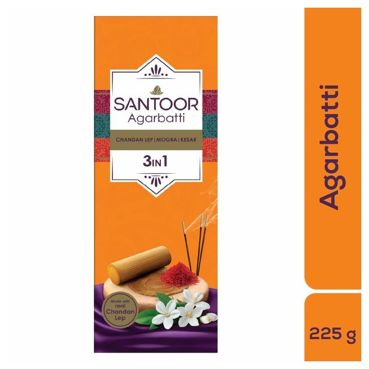 Santoor 3 In 1 Agarbatti 225 g