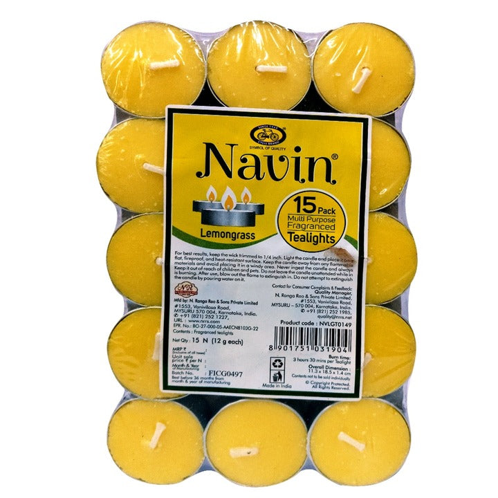 Cycle Navin Lemongrass Scented Tealight Candles (Pack of 15)