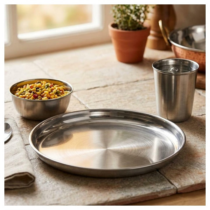 Veer Steel Laser Dinner Set (3 pcs)
