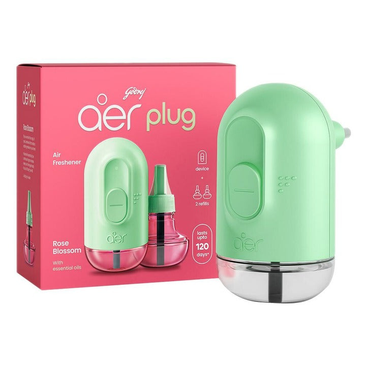 Godrej Aer Plug Rose Blossom Air Freshener + 2 Refill 20 ml