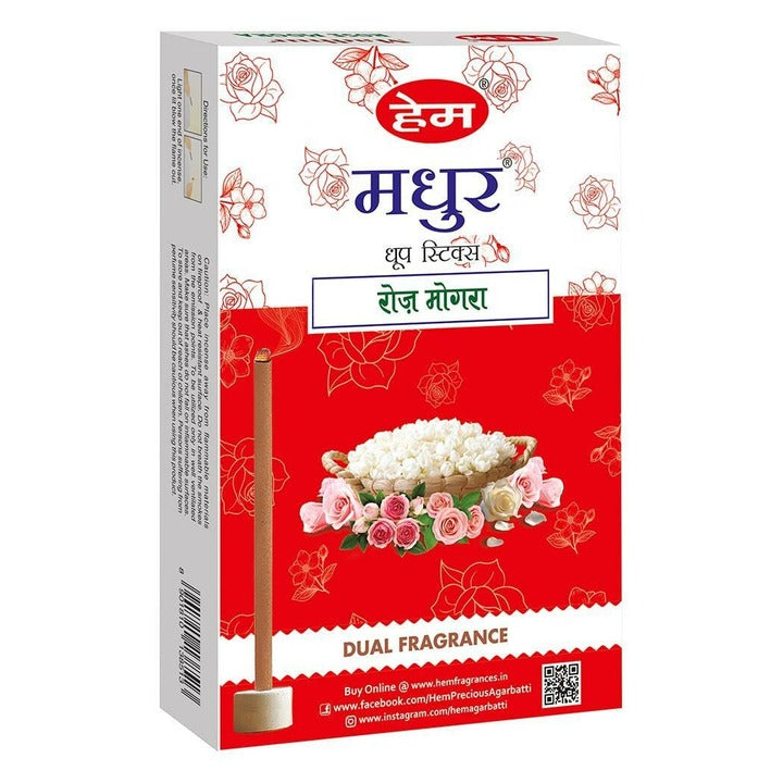 Hem Madhur Rose & Mogra Dhoop Sticks 60 g