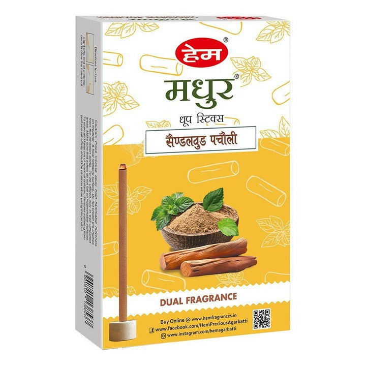 Hem Madhur Sandalwood & Patchouli Dhoop Sticks 60 g